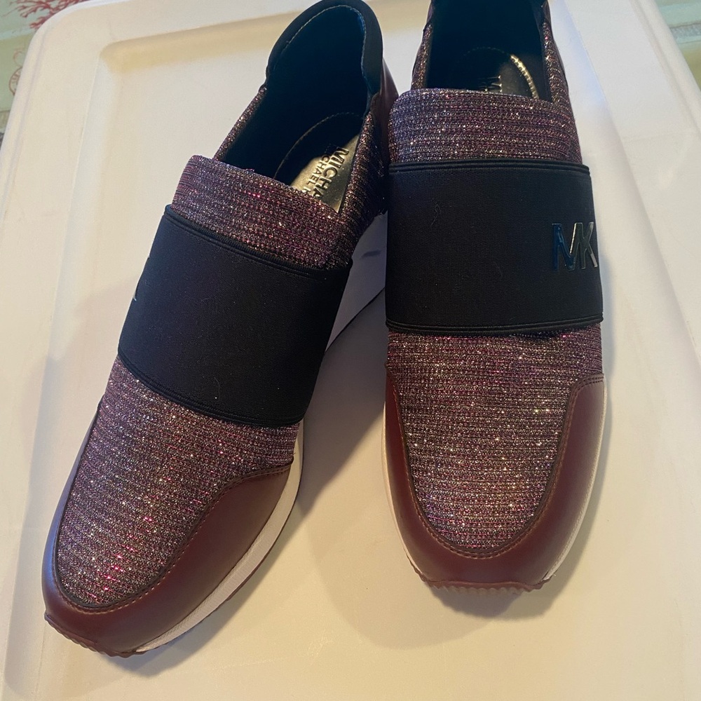 Michael Kors Women's Sparkling Burgundy and Black Sneakers